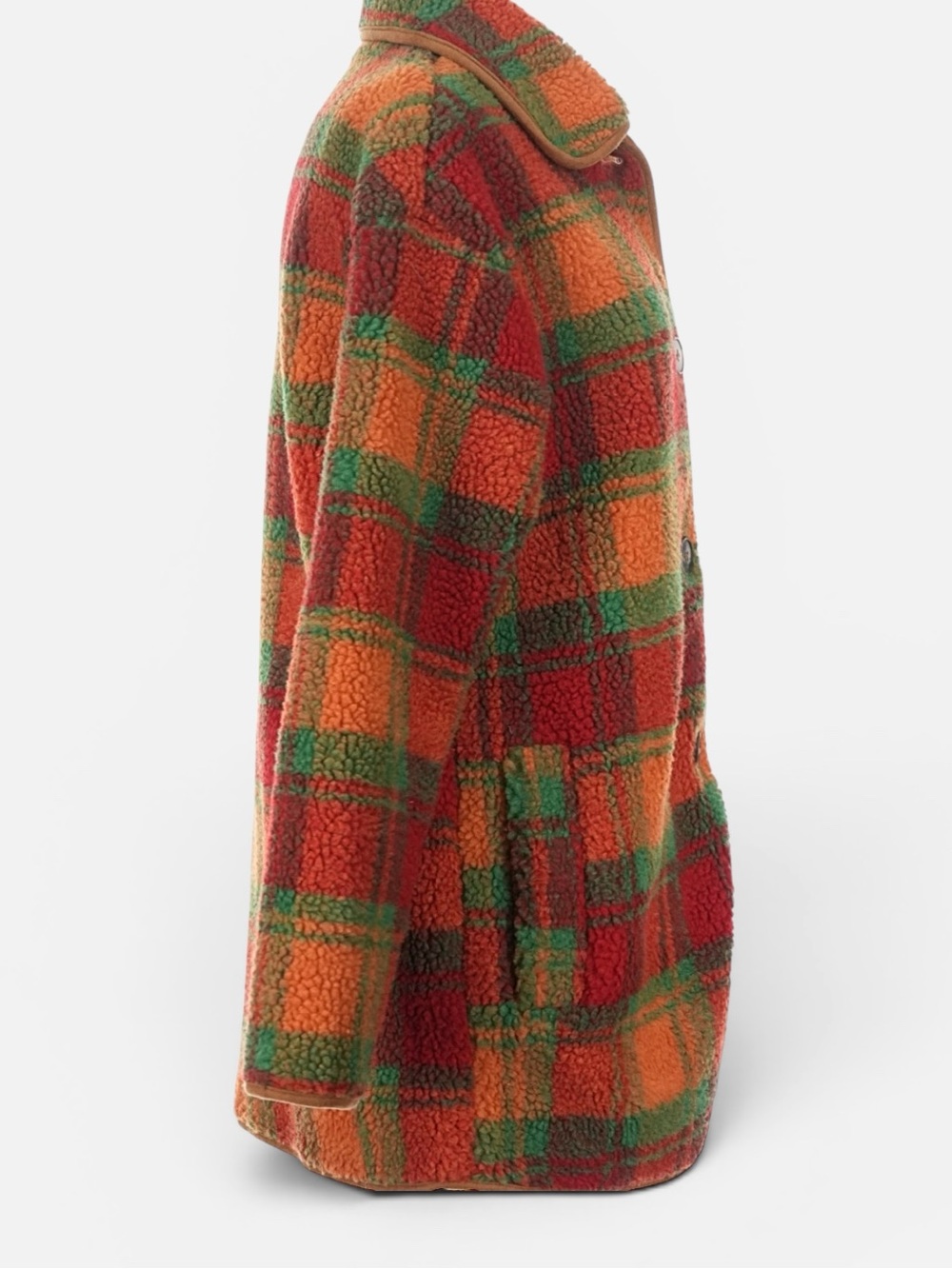 LISA SAYS GAH Jesse Sherpa Jacket in Orange Plaid Size XS/S - Picture 13 of 16